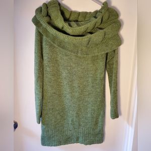 🩷 Italian Green Wool / Mohair / Acrylic Cowl Neck Sweater Dress
